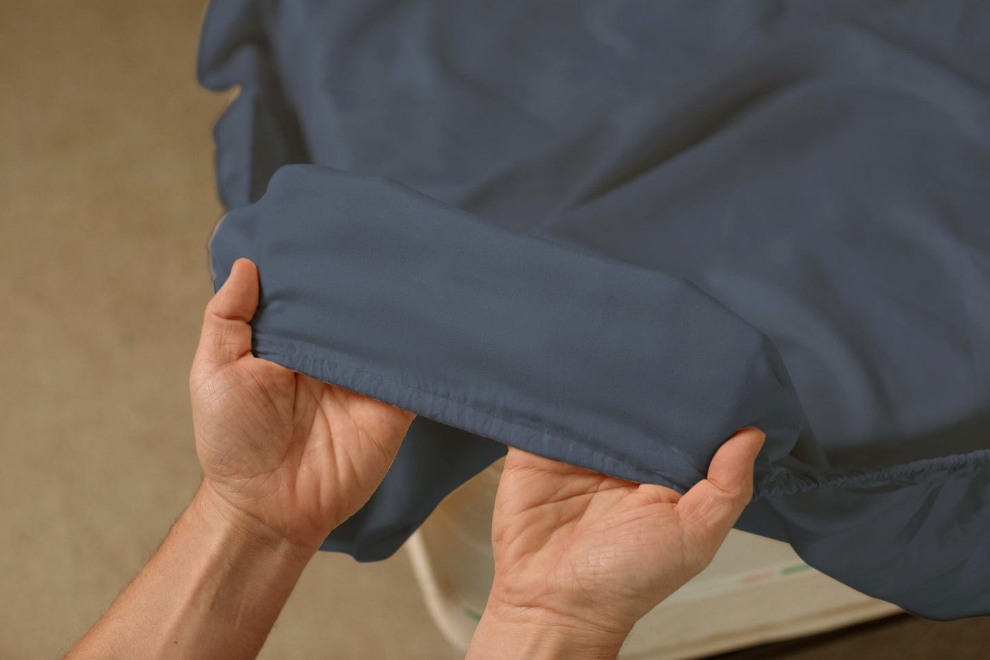 Husa Bumbac Cottone cu elastic 90x200,Albastru