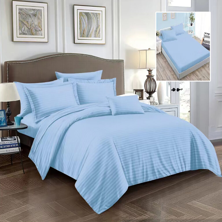 Lenjerie Damasc Micro Satinat Albastru 2 persoane