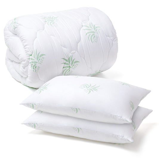 Set Pilota Aloe Vera 200x220 + 2 Perne Aloe Vera 50x70