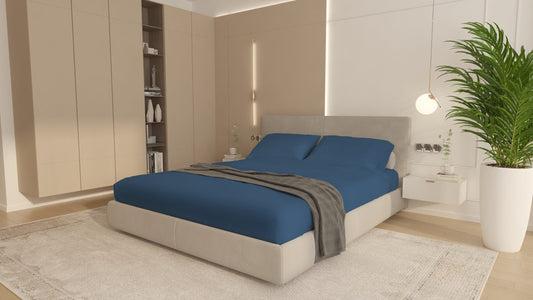 Husa Bumbac Cottone cu elastic 180x200,Albastru