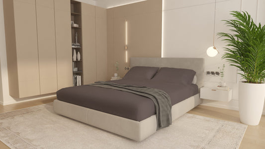 Husa Bumbac Cottone cu elastic 160x200,Gri