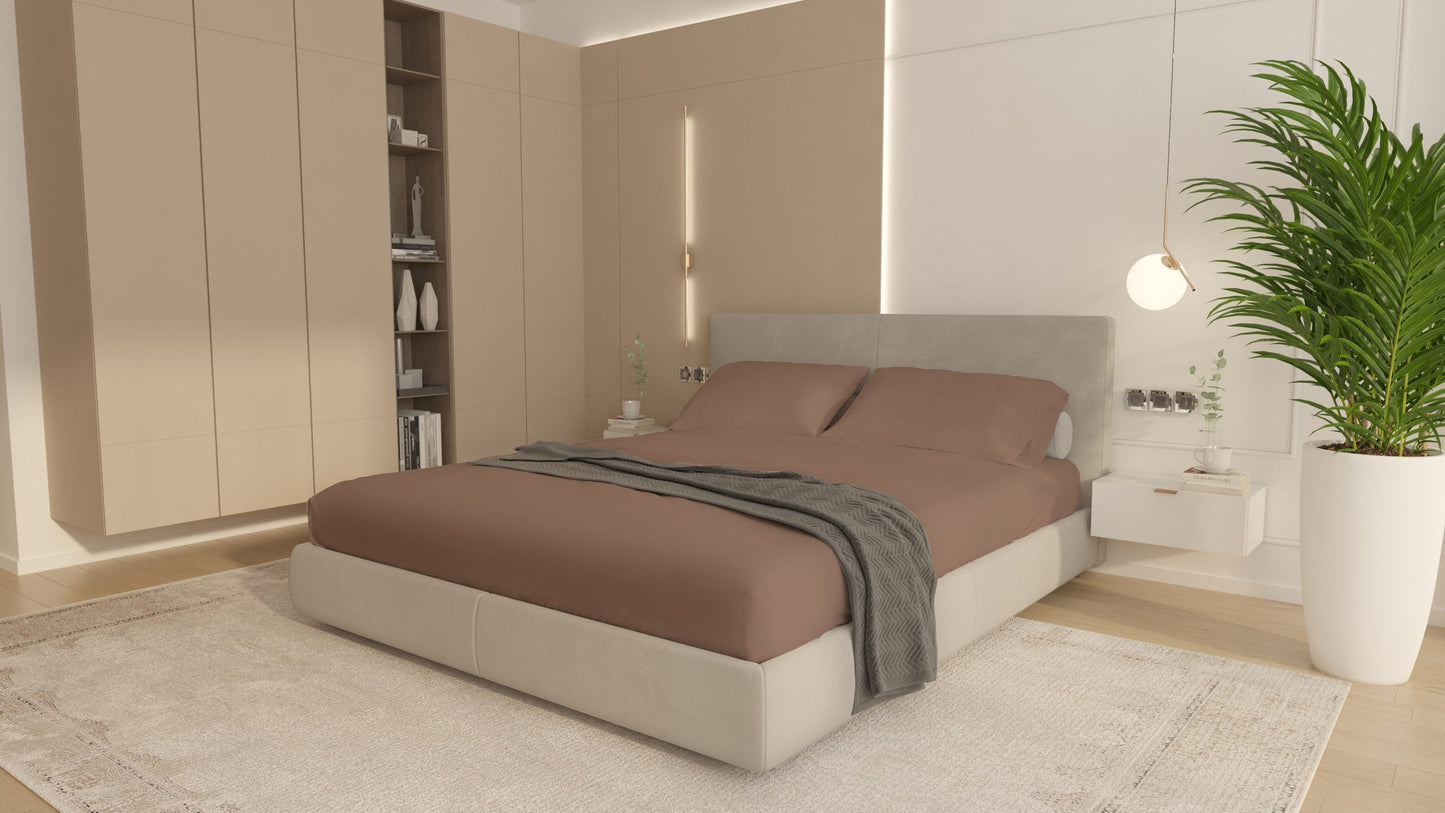 Husa Bumbac Cottone cu elastic 160x200,Maro