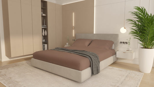 Husa Bumbac Cottone cu elastic 160x200,Maro