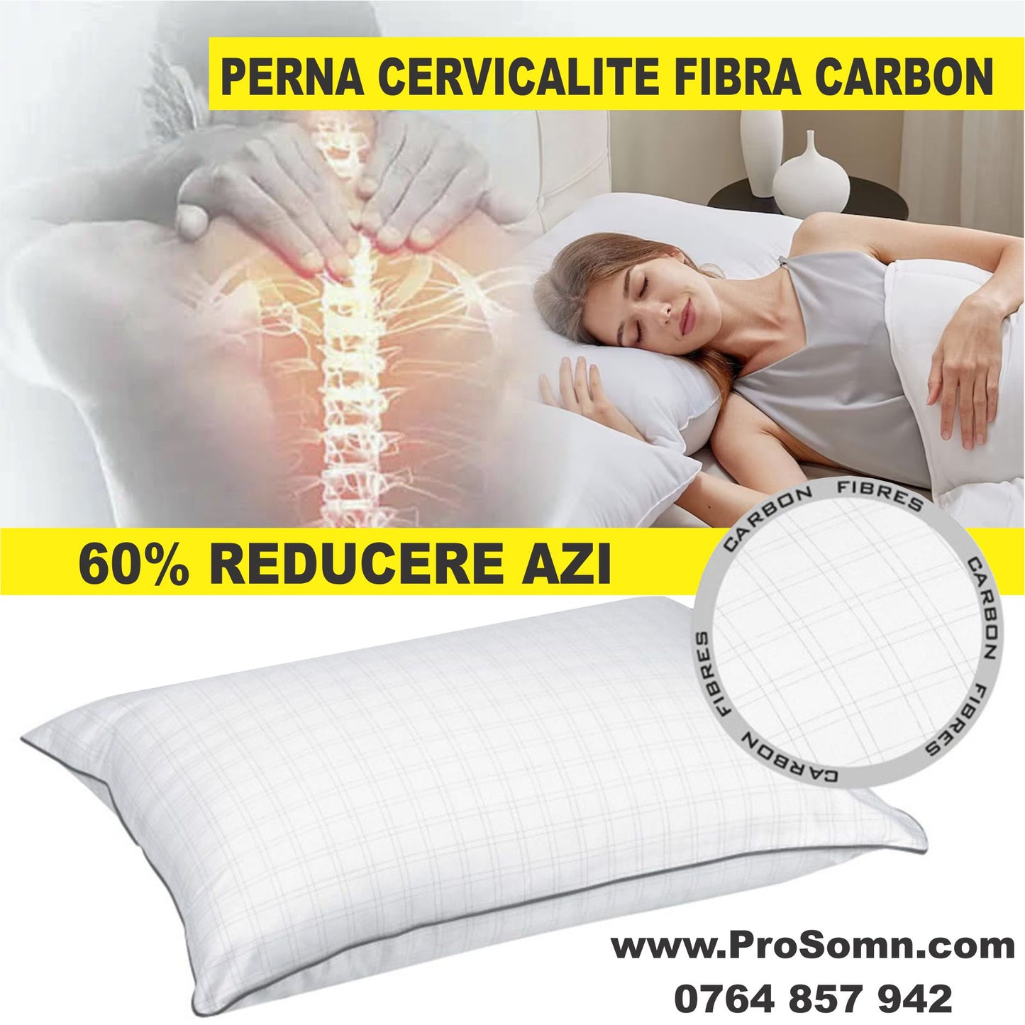 Perna CervicaLite Fibra Carbon 50x70cm