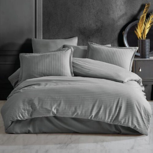 Lenjerie  Damasc Micro Satinat Gri 2 persoane